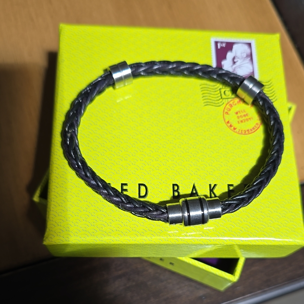 Ted Baker Silver Clasp Black Bracelet - Picture 2 of 6
